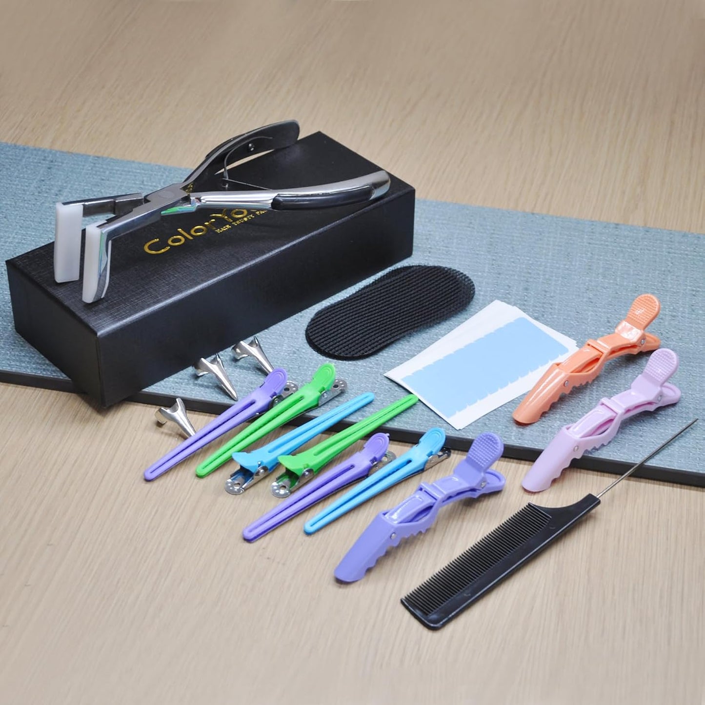 Flat Surface Sealing Hair Extension Plier Tools Kit Tape in Pliers For Tape in Hair Extension (Silver Mirror Polish)