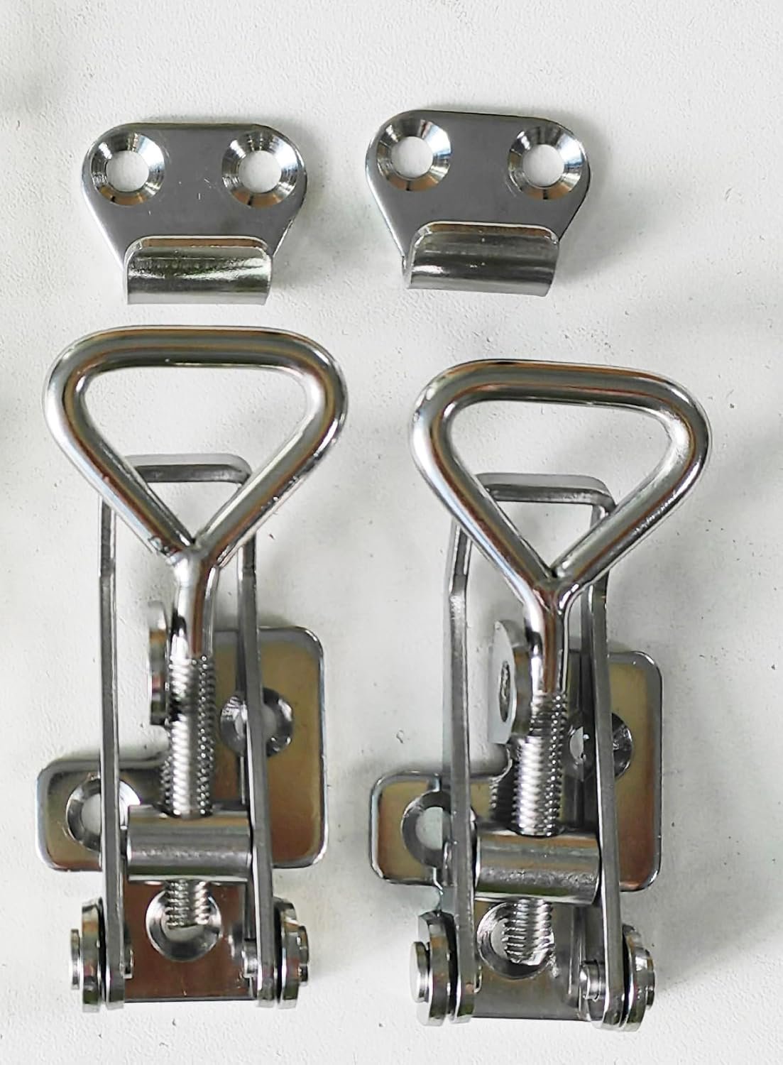 Lockable Adjustable Door Latch Buckle Cabinet Boxes Lever Handle Chest Toggle Catch Lock, 2 Pcs (1S, Range: 75-95mm)
