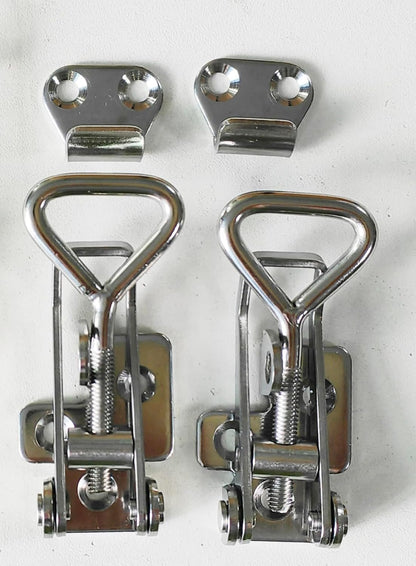 Lockable Adjustable Door Latch Buckle Cabinet Boxes Lever Handle Chest Toggle Catch Lock, 2 Pcs (1S, Range: 75-95mm)