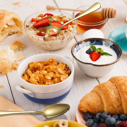 ReaNea Gold Cutlery Set 36 Pieces Service for 12, Stainless Steel Titanium Gold Flatware Set Include Knives Spoon Forks Set, Silverware Set, Serving Utensil Set