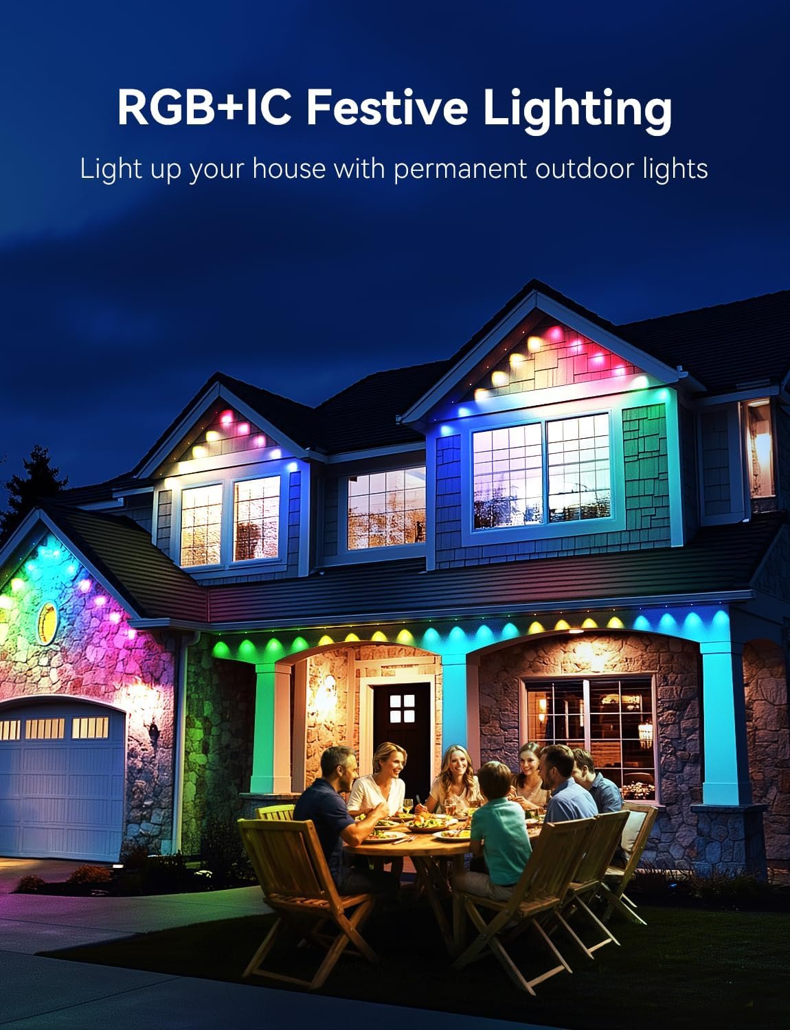 Permanent Outdoor Lights -Smart Eave Lights for House 25ft with 18 LED, RGB+IC IP67 Waterproof Eternity Lighting for Daily Decor, Work with Remote, APP, Alexa, Google Assistant