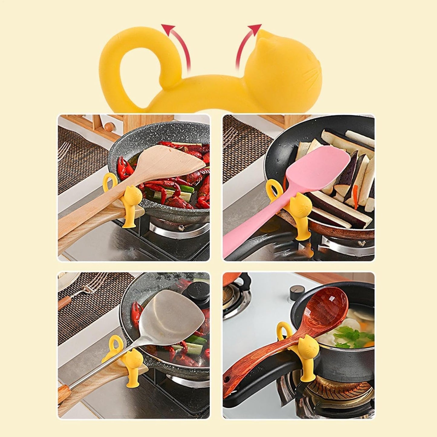 Porta spatola al silicone, cucchiaio REST - Porta di cottura cucchiai a di gatto,Utensile da cucina resistente al calore Gadget da cucina per il ristorante per la casa
