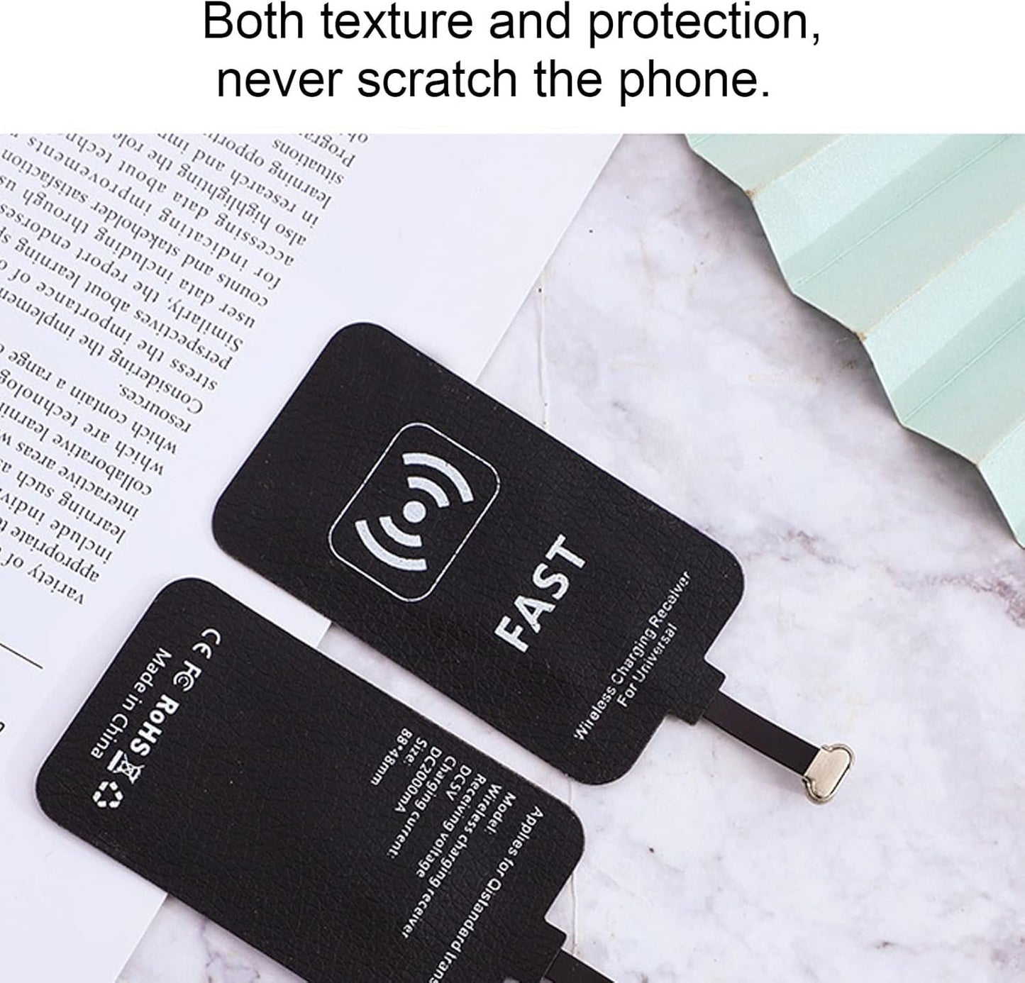 Type C Wireless Charging Receiver, 10W Thin USB C Qi Fast Wireless Charging Receiver Chip with Foldable Plug, Portable Wireless Charging Adapter for All Type C Phones