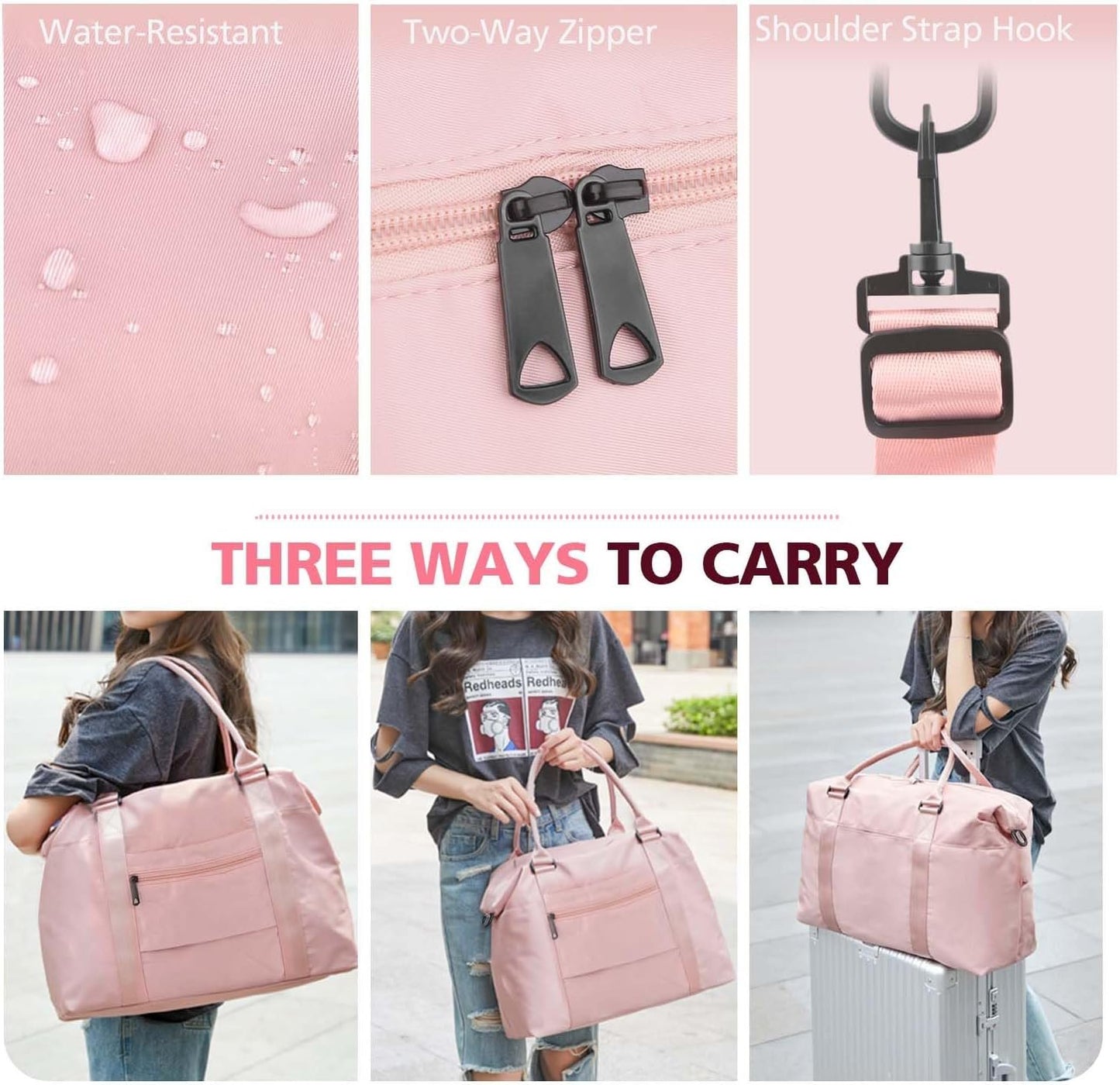 EASYFUN Travel Duffle Bag, Waterproof Weekender Carry On Tote Bags for Women, Men, Hospital Bag, Overnight Bag Luggage with Trolley Sleeve
