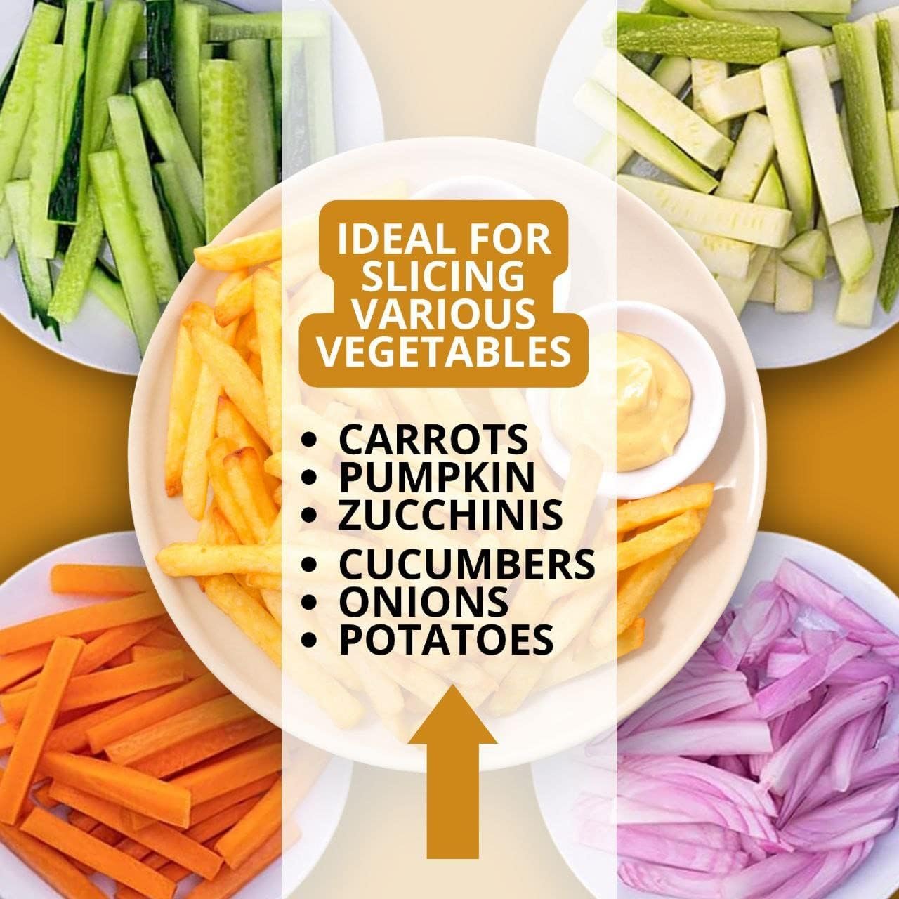 YARRD French Fry Cutter Stainless Steel Commercial Grade Vegetable and Potato Cutter with No Slip Suction Cup Base Fries Potato Food Dicer Professional Slicer Tool