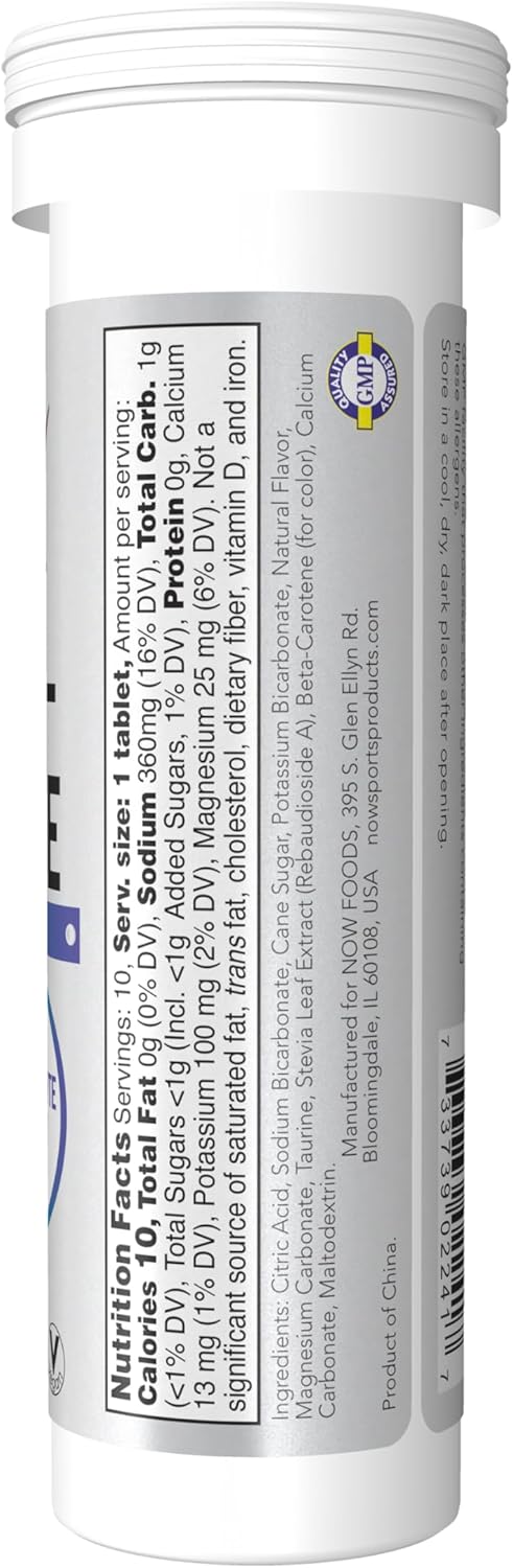 Now Foods Sports Nutrition, Effervescent Effer-Hydrate, Electrolyte Supplement, Recovery*, Lemon Lime, 10 Tablets