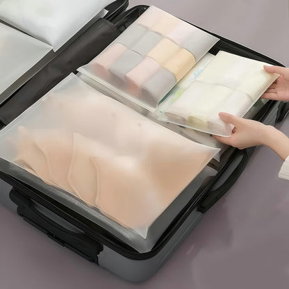 25 Pcs Reusable Travel Storage Bags, Frosted Plastic Bag for Clothing with Resealable Zipper - Waterproof Clothes Packaging Bag for Shoes, Cosmetics, Toiletries Organization