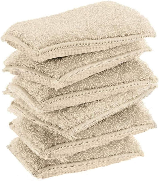 KMAKII Bamboo Kitchen Sponges Dish Sponge Super Absorbent Natural Dish Sponges, Pack of 6