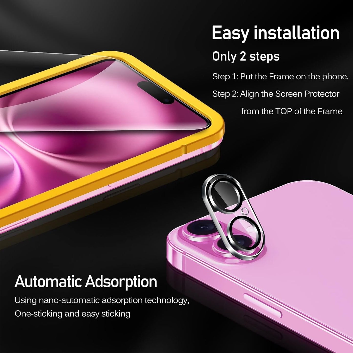 ivoler 3+3 Pack Tempered Glass for iPhone 16 Plus Screen Protector 6.7'' [3 Pack] with [3 Pack] Camera Lens Protector with [Alignment Frame], Anti-Scratch Case Friendly Transparent HD Clear Film