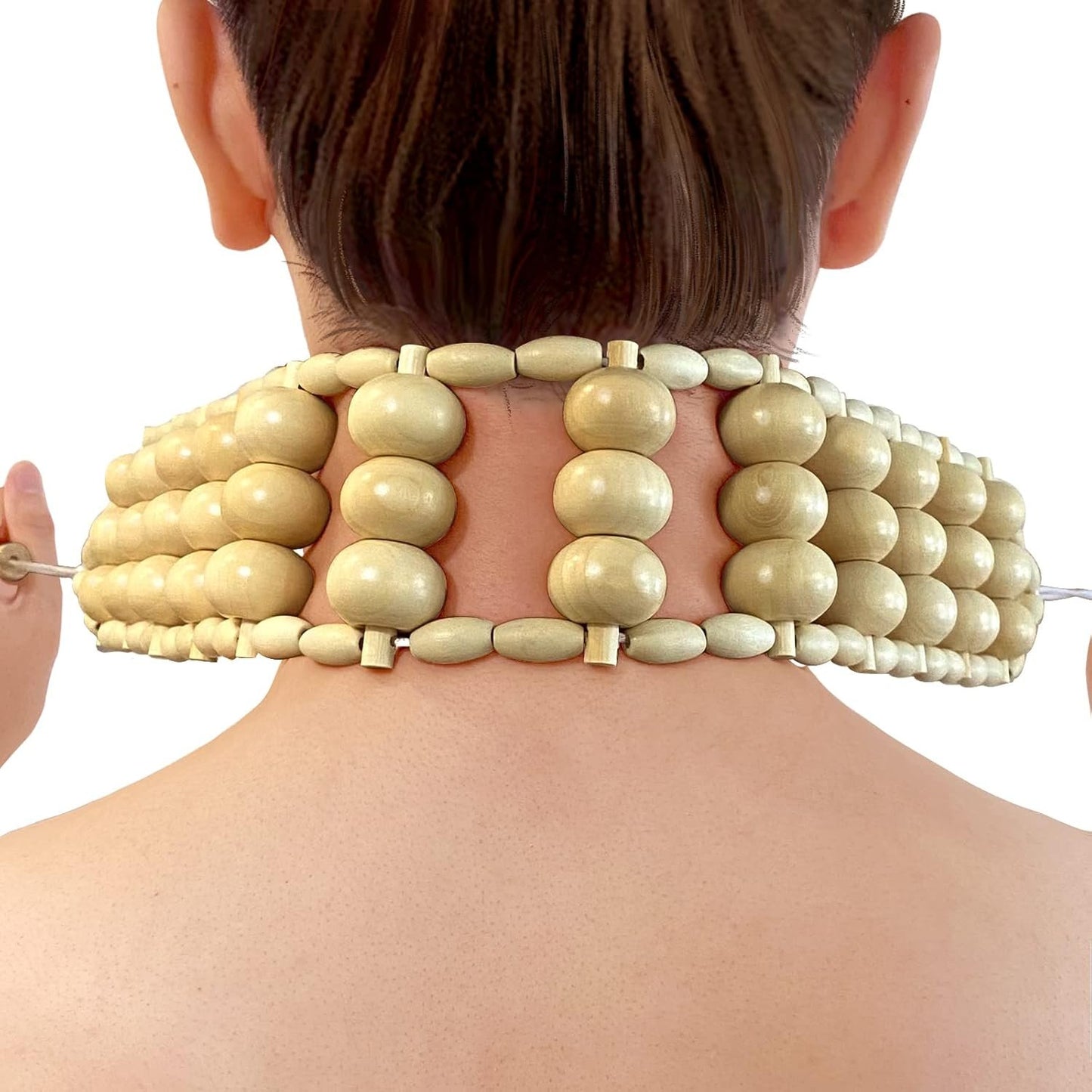 Deston Wood Back Massager Roller Rope, Manual Massage Strap for Back, Neck, Shoulders, Legs, Waist Pain Relief, Wooden Therapy Lymphatic Anti Cellulite Muscle Recovery Massage Tool