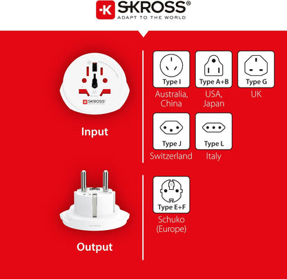 SKROSS Country Travel Adapter - World to Europe - white