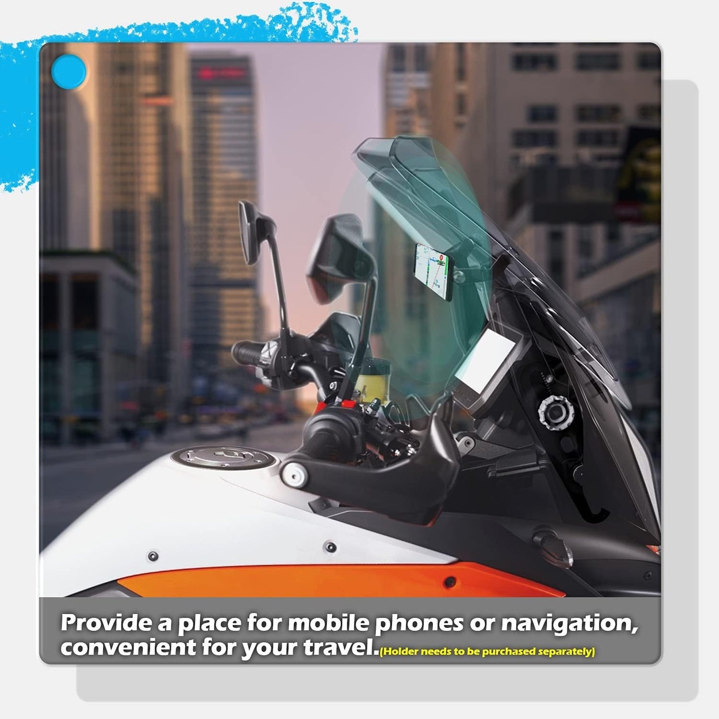 Lorababer Motorcycle GPS/Smart Phone Navigation Support Adapter Mounting Bracket Steel Front Bar Center Kickstand Replacement for 1290 Super ADV. S/R 2018-2023 (20MM)