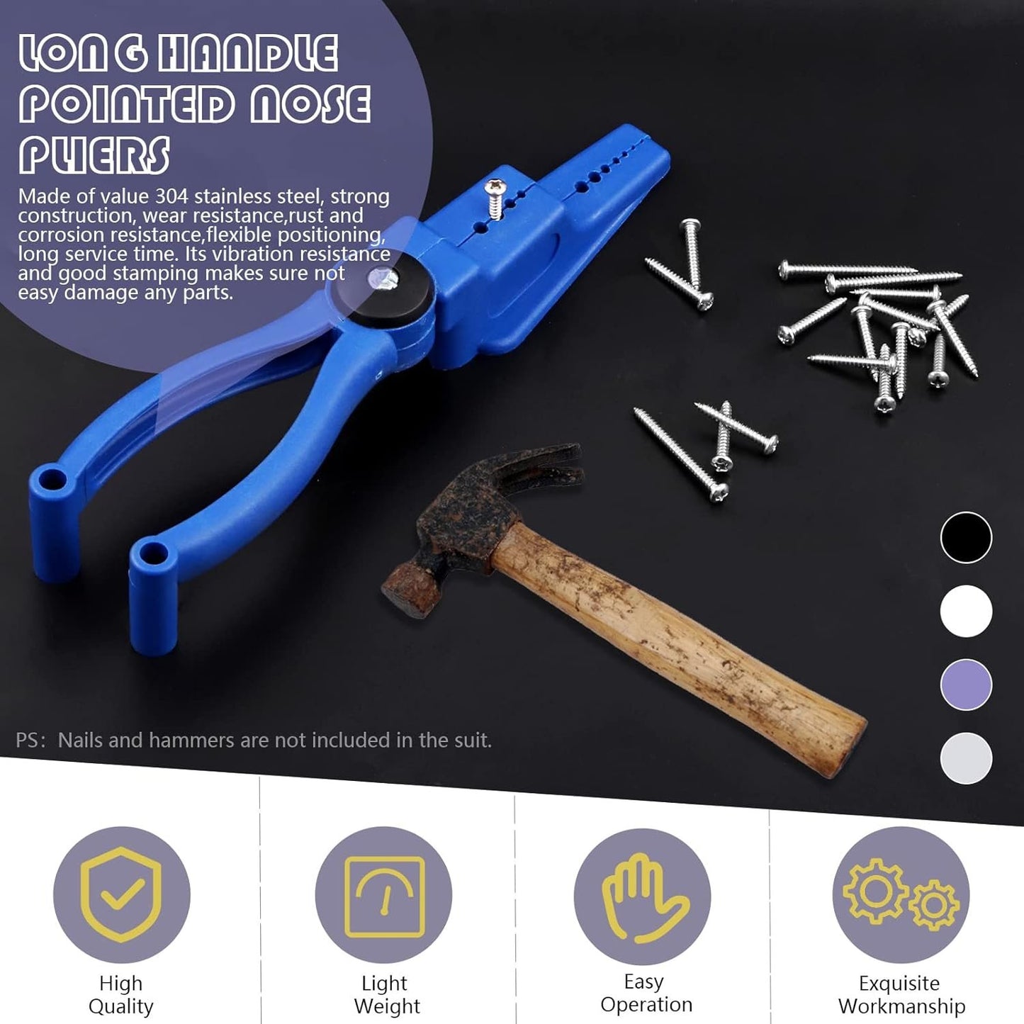 Swpeet Plastic Tamper Finger Joint Pliers, Safety Plastic Pliers Secure Nails Anti-smashing finger Joint Pliers for Hammering Nails More Safety