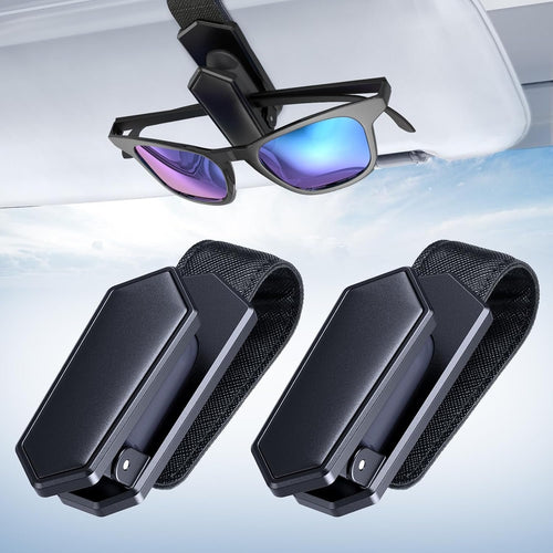 One-Handed-Operation Sunglasses Holder for Car, 2 Pack Visor Sunglass Holder Clip, Car Accessories Interior, Universal Fit Silicone Padded Visor Sunglass Holder Car, Unmatched Durability