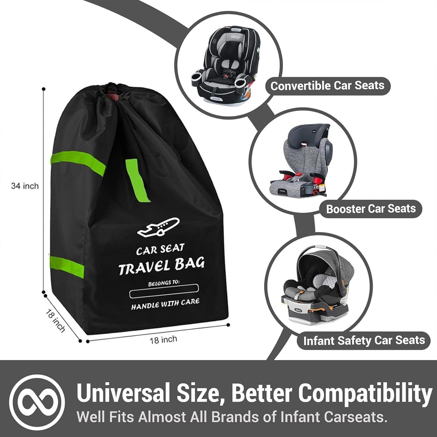 Car Seat Bags for Air Travel - Durable Baby Carseat Cover for Airplane Travel - Padded Car Seat Travel Bag for Airplane & Stroller Bag for Airplane, Gate Check Bag for Air Travel
