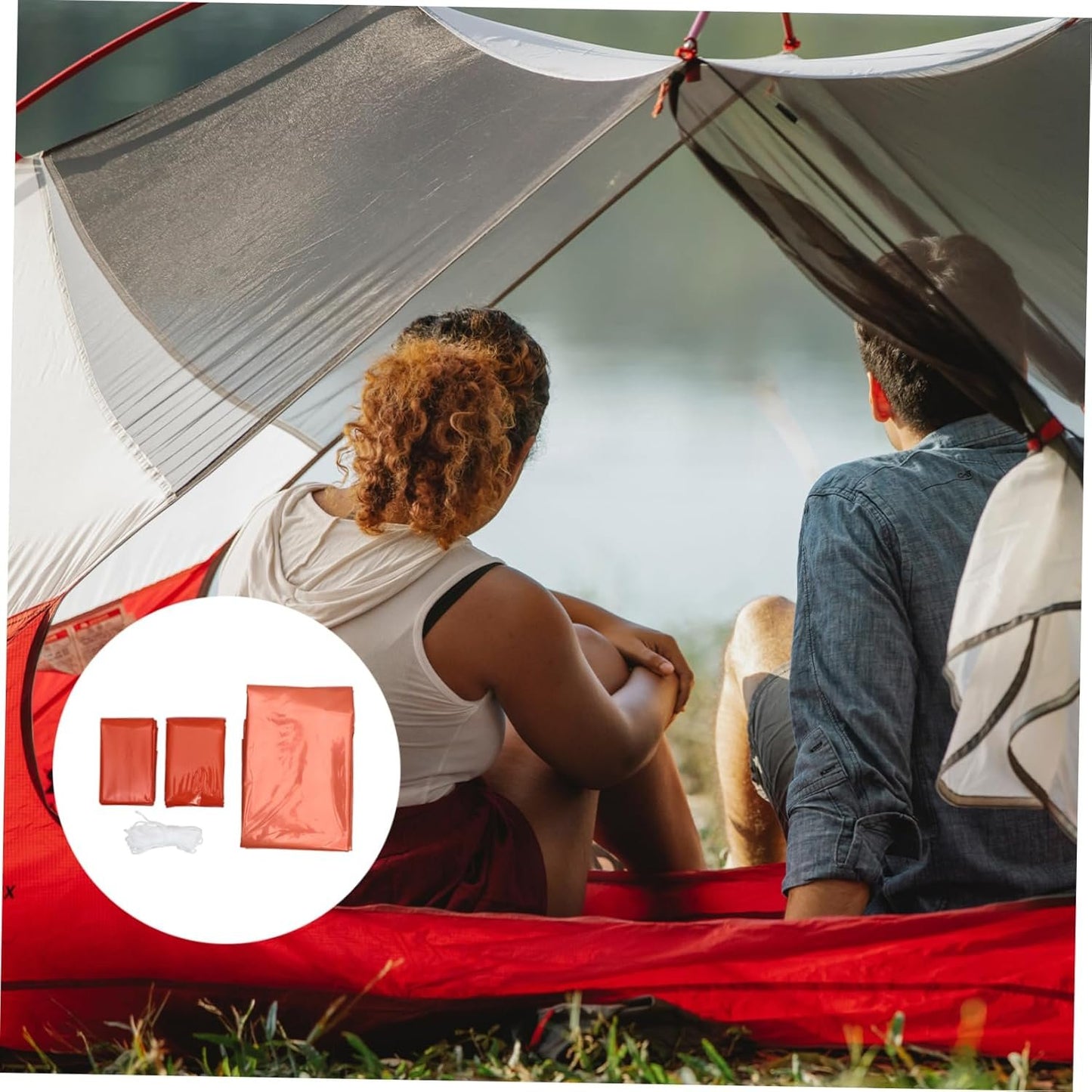 NOLITOY Emergency Sleeping Sack with Thermal Blanket Tent Windproof Survival for Camping Hiking Outdoor Activities Lightweight Portable Emergency Gear