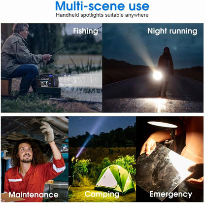 Brillar Super Bright Spotlight Flashlight, Powerful LED Handheld Searchlight, Portable High Lumens Powered Spot Lights Outdoor Flood Tactical Torch Light Waterproof for Camping Outdoor Marine Boating
