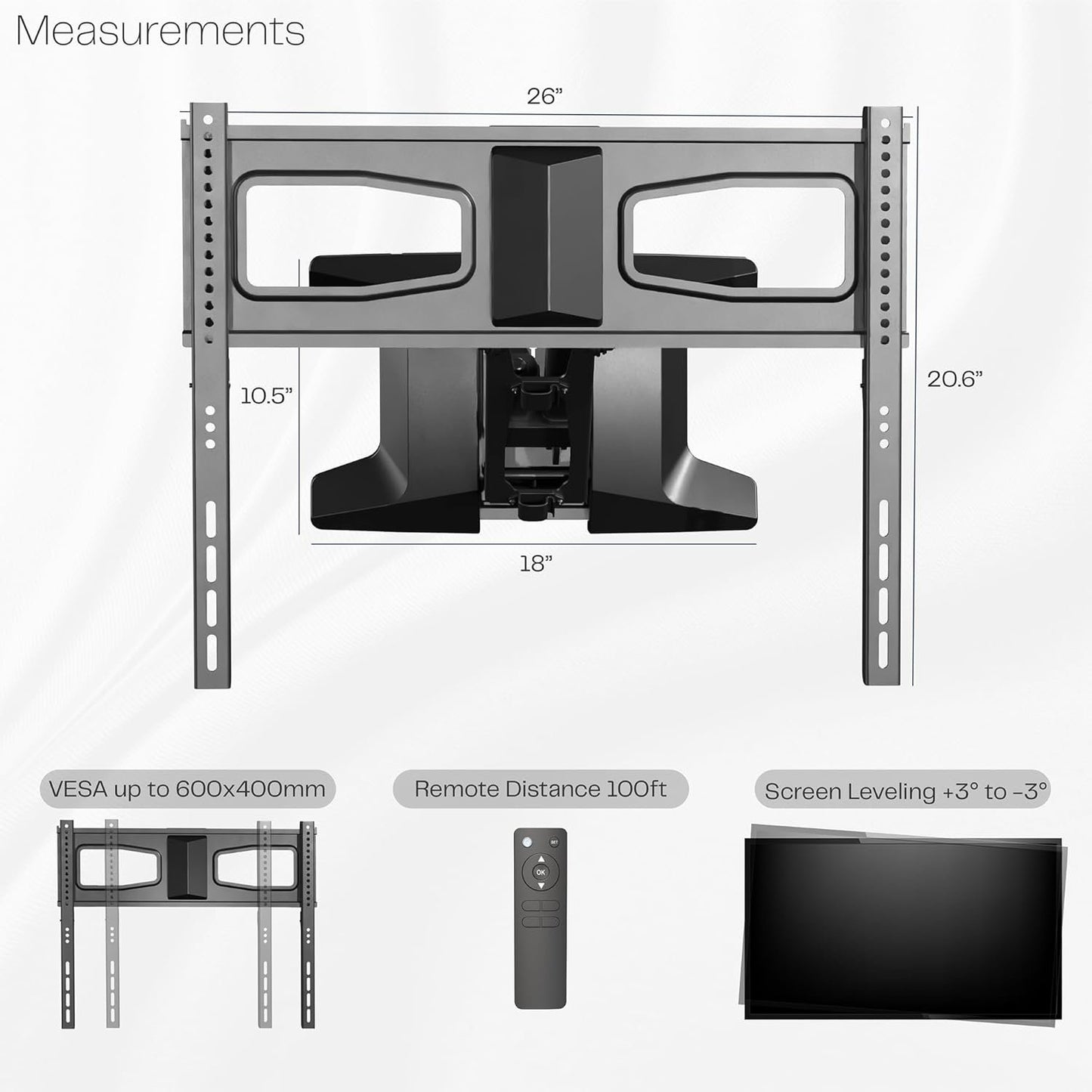 VIVO Motorized Fireplace TV Wall Mount for 37 to 70 inch Screen up to 77 lbs, Height Adjustable Electric Pull Down Mantel Bracket, Black, MOUNT-E-M070R