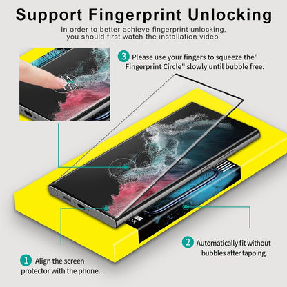 QUESPLE 2 Pack for Samsung Galaxy S22 Ultra Screen Protector 6.8-Inch, Support Fingerprint Unlock 9H Tempered Glass Film, [Touch Sensitive] [Scratch Resistant] [Bubble Proof]