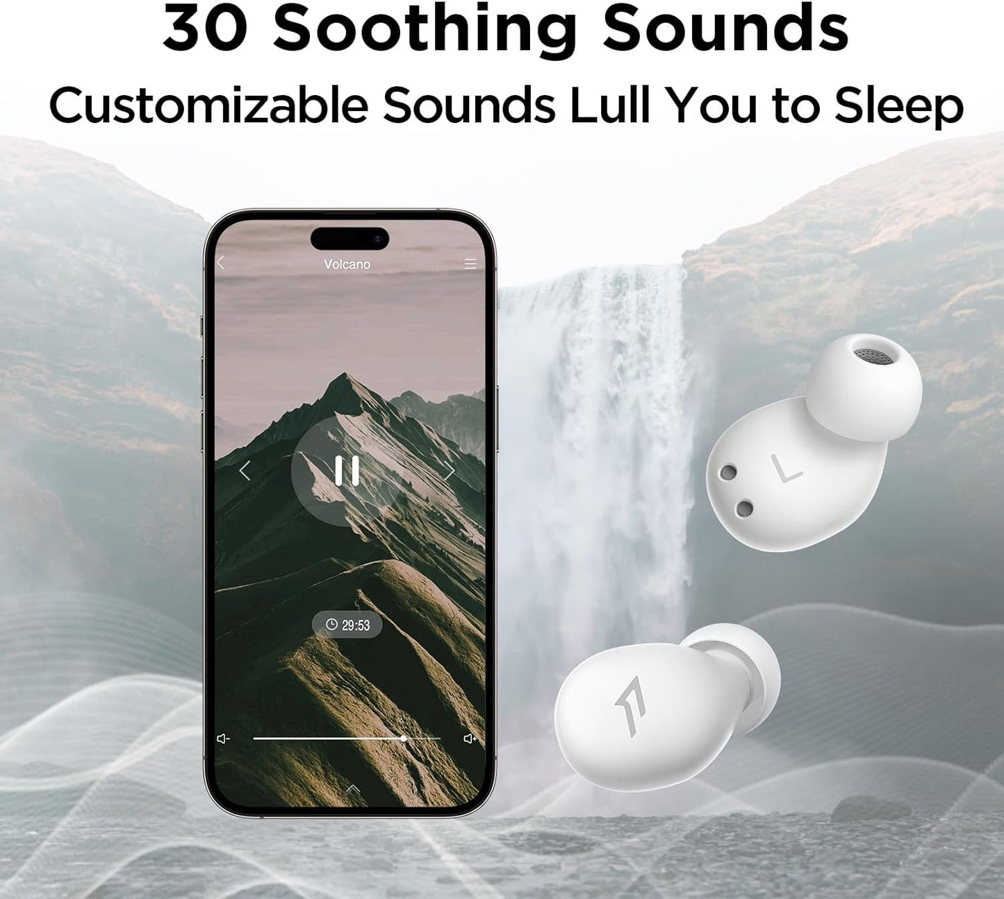 1MORE Mini Sleep Earbuds Headphones, Sleep Earbuds for Side Sleepers, Noise Blocking, Bluetooth 5.3, White Noise, Light and Comfortable Bluetooth Headphones, Invisible Sleeping Earbuds