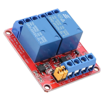 2 Channel Relay Module Optocoupler Isolation High Low Level Trigger for Home Automation (5V)