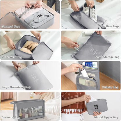 SaiXuan 12-Piece Suitcase Organizer Set, Travel Organizer, Space-Saving Suitcase, Packing Cubes, Organizer for Suitcases, Packing Cubes for Cosmetics, Underwear Clothing (Grey)