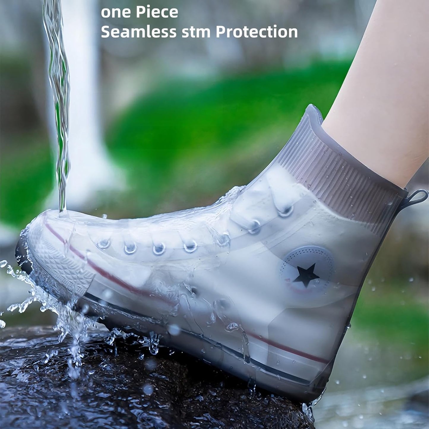Waterproof Shoes Cover, Portable Non-Slip Rain Snow Boots Shoes Cover, Reusable Women Men TPE Rubber Sole Overshoes Protectors for Outdoor Cycling Travel （Grey）