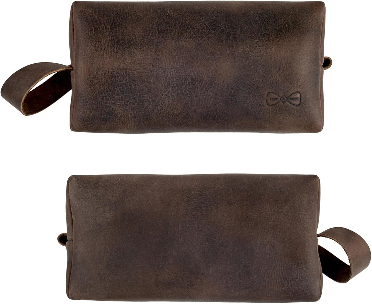 Hide & Groom, Rustic Toiletry Bag for Groomsmen, Best Men, Bachelor, Wedding Ceremonies, Shaving Kit Storage, Bathroom Bag, Full Grain Leather, Handmade, Bourbon Brown, Bourbon Brown, Unique, Classic