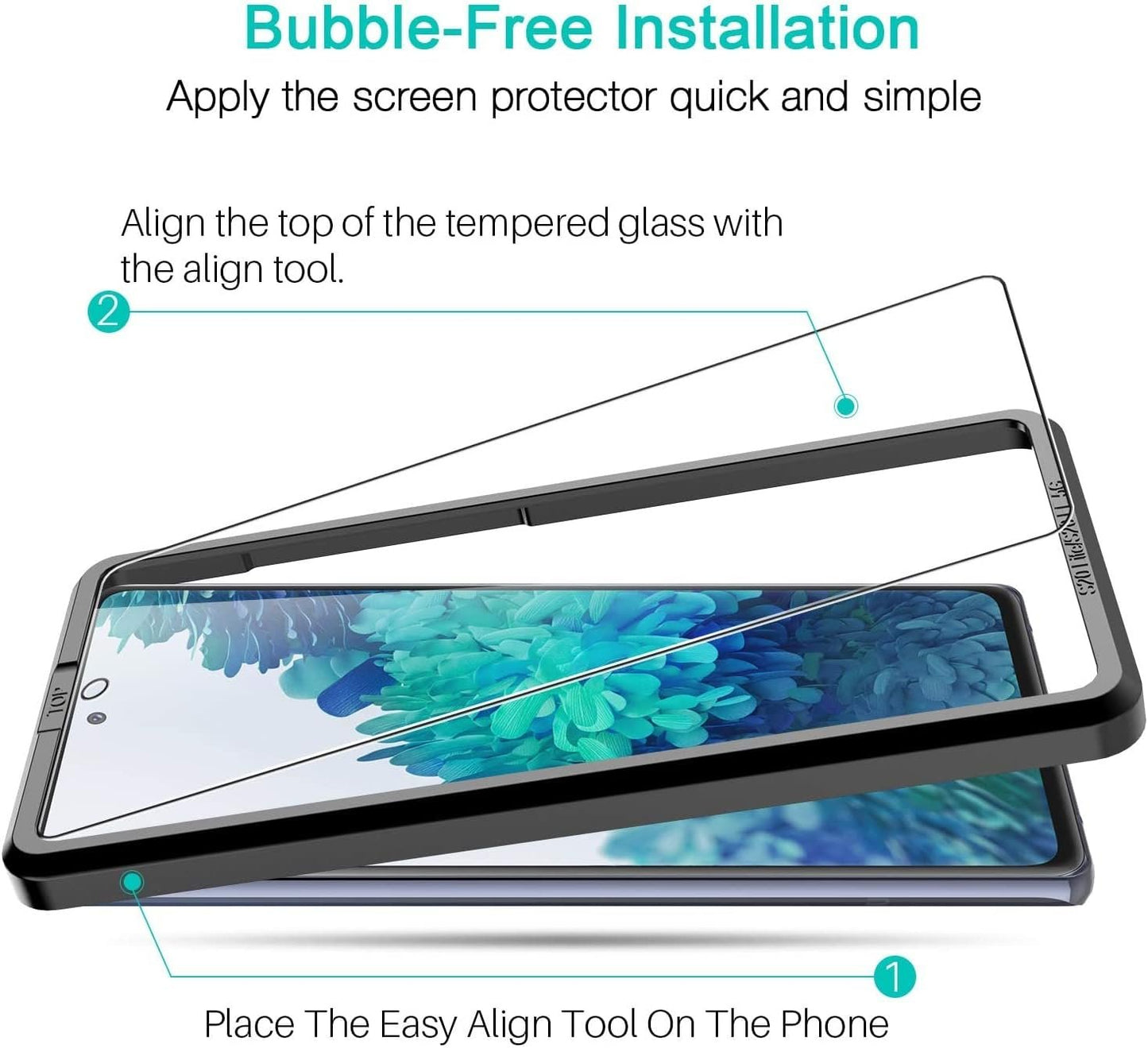 LK 3 Pack Screen Protector Compatible for Samsung Galaxy S20 FE 5G 6.5 inch, Tempered Glass HD Transparent, Easy Frame Installation, Bubble Free, Case Friendly