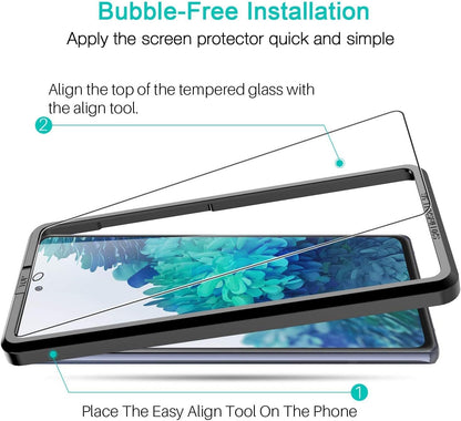 LK 3 Pack Screen Protector Compatible for Samsung Galaxy S20 FE 5G 6.5 inch, Tempered Glass HD Transparent, Easy Frame Installation, Bubble Free, Case Friendly