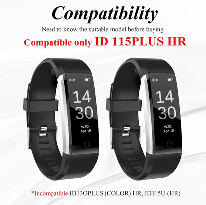 hoeslaw 2 Pcs Watch Bands Replacement for ID115plus HR, Very Fit Pro Activity Fitness Tracker Wrist Bands Set, Multicolor Veryfitpro Smart Watch Strap Replacements (2 Black)