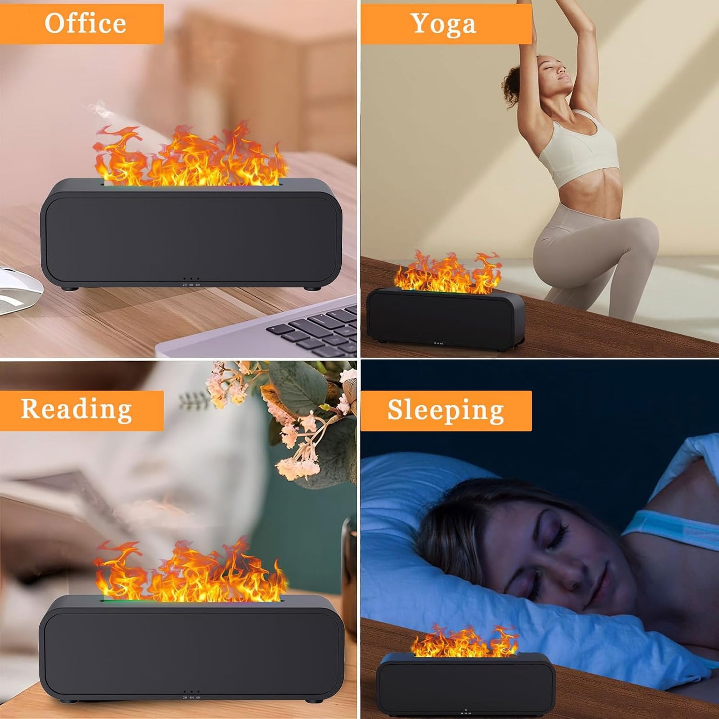 Essential Oil Diffusers, 250ML Diffusers for Home, Flame Ultra-Quiet Aroma Diffuser, Ultrasonic Aromatherapy Diffuser with Auto-Off, Timeable for Bedroom, Home, Office