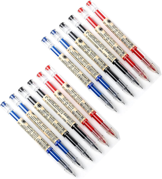Gel Ink Pen Quick Drying Liquid Ink Pens fine point Japanese Style Pens 0.38 mm Ballpoint Maker Pen School Office student Exam Writing Stationery Supply Technical Pens 12Pcs(4 Black 4Blue 4Red)