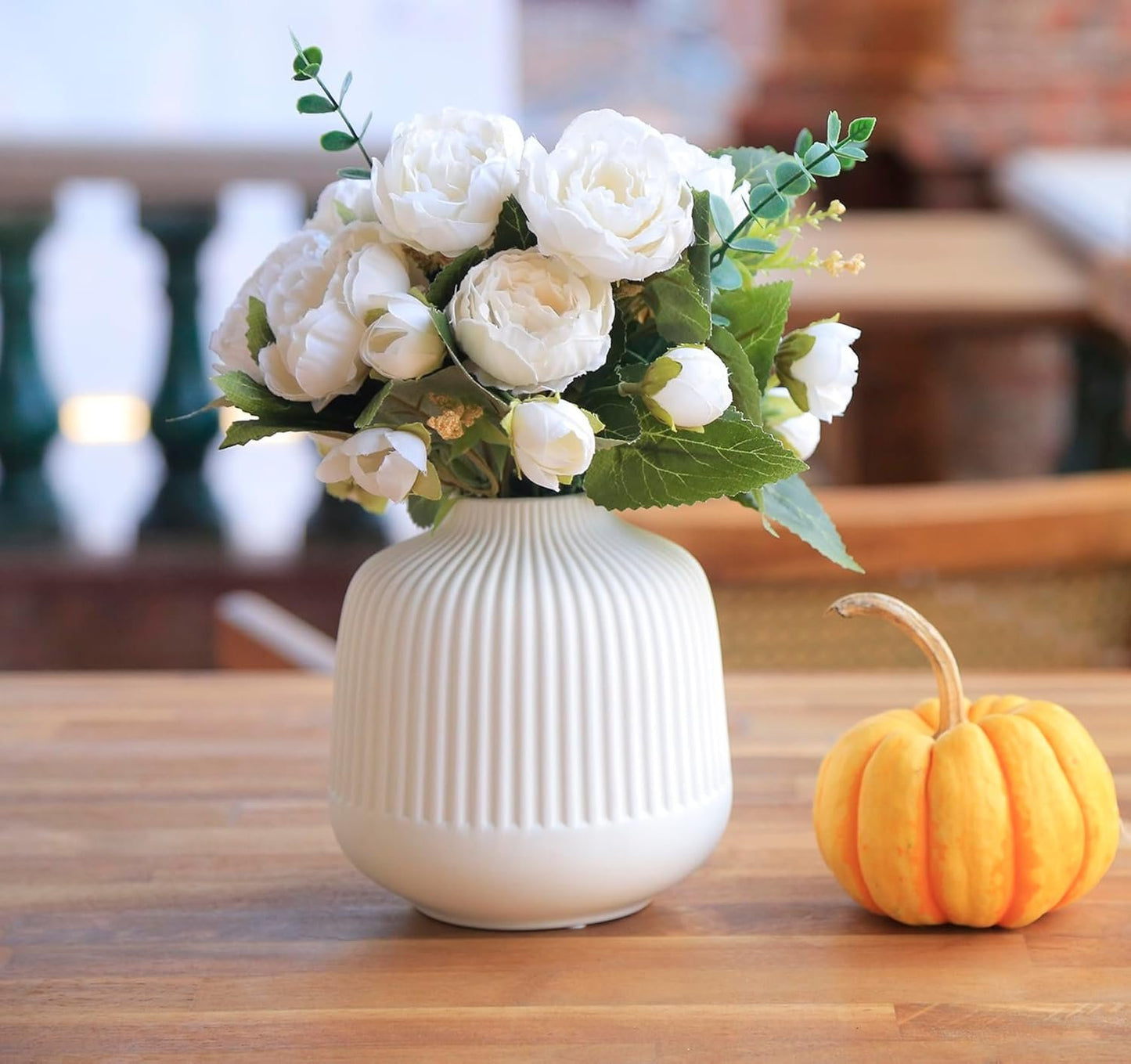 XMZXKJ White Vases Home Decor Centerpieces Modern Boho Ceramic Set of 2 for Flowers Pampas Grass Table Mantle Kitchen(Matt White)