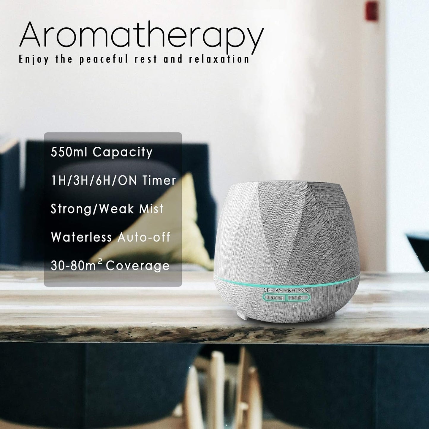 Aromatherapy Essential Oil Diffuser 550ml Ultrasonic Diffusers Cool Mist Air Humidifier with Remote Control 7 Colors LED Lights and Waterless Auto Shut-Off Timer for Home Bedroom Room Office