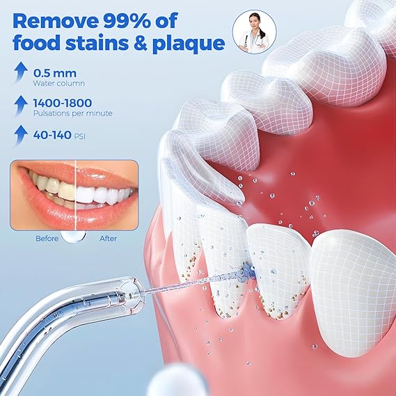 Water Dental Flosser Pick: 350ML Portable Cordless Oral Irrigator with 3 Modes Rechargeable Irrigation Cleaner for Teeth Deep Cleaning, IPX7 Waterproof Electric Flossing Machine for Home, Travel-Black