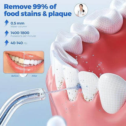 Water Dental Flosser Pick: 350ML Portable Cordless Oral Irrigator with 3 Modes Rechargeable Irrigation Cleaner for Teeth Deep Cleaning, IPX7 Waterproof Electric Flossing Machine for Home, Travel-Black