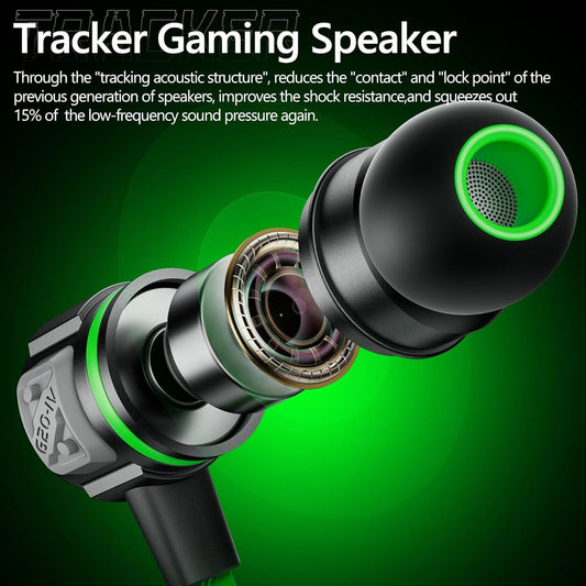 Gaming Headset with HD Microphone, 3.5mm Noise Isolating Gaming Headphones with Type-C Connector, FootFirst Surround Sound Magnetic Game Earbuds for iPhone, Switch, PS5, Xbox One, iPad, PC, Green