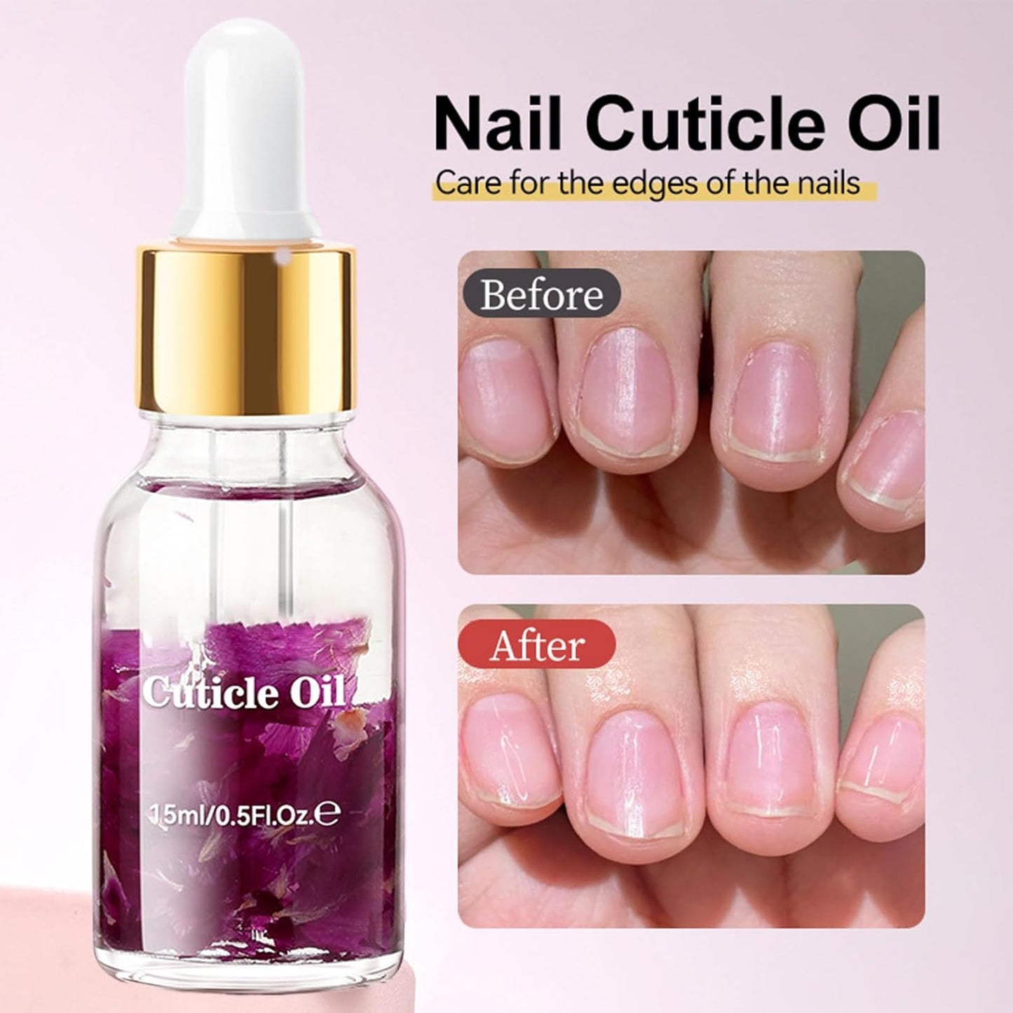 Cuticle Nail Oil, Hydrating Fingernail Care, Nourishing & Repairing Formula, Moisturizing & Strengthening, Travel & Home Use, 15ml, Clear, Single Bottle