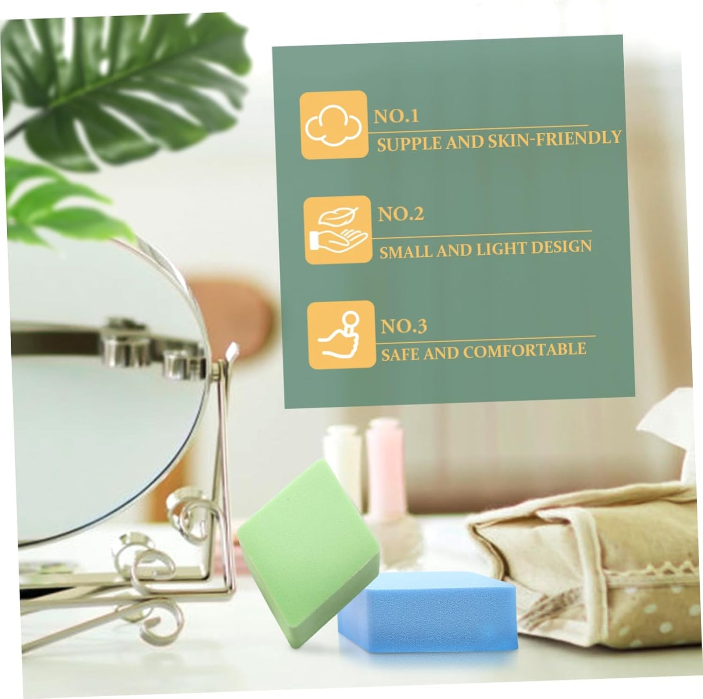 DEARMAMY 12Pezzi Soffietti Portatili Puff Per Fondotinta Multifunzionali Romboidale Accessori Per Makeup Utilizzabili e Umido
