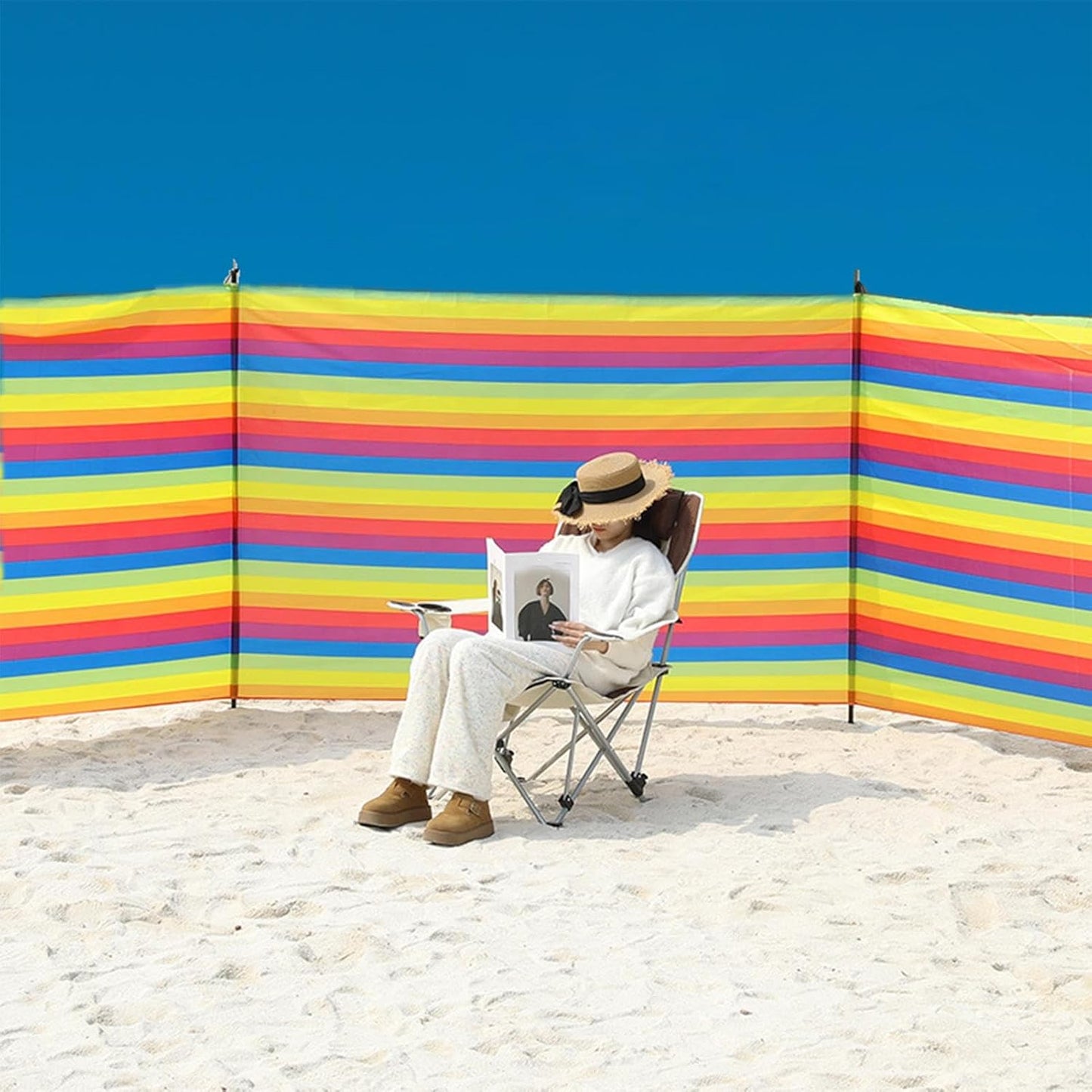 Beach Wind Blockers, Camping Privacy Screen Wind Blocker, Windproof Shelter Barrier Shade, Portable Outdoor Gear, Travel Accessories, for Vacation, Fishing, Backyard Fun