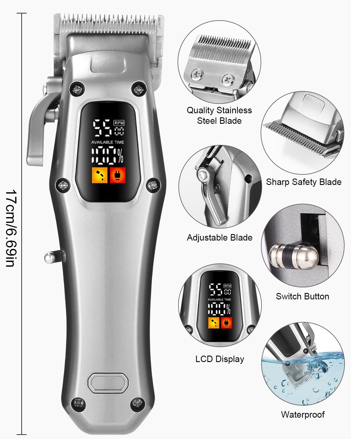 SOBEAU Professional Men's Hair Clipper Hair Trimmer Electric Hair Clipper Barber Kit, Waterproof Barber Razor