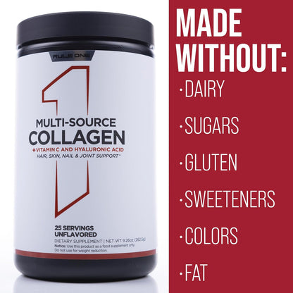 Rule1 R1 Multi-Source Collagen Hair Skin Nail & Joint Support Supplement 306 g, Unflavoured (30 Servings)