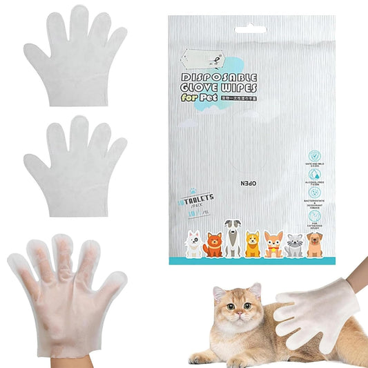 SSuirk 10 Count Pet Cleaning Gloves – No Rinse Grooming Wipes for Dogs & Cats – Cleaning Gloves for Fur, Face, Ears, Paws, and Eyes – Deodorizing, Waterless Pet Bath Wipes for Easy Grooming and Care