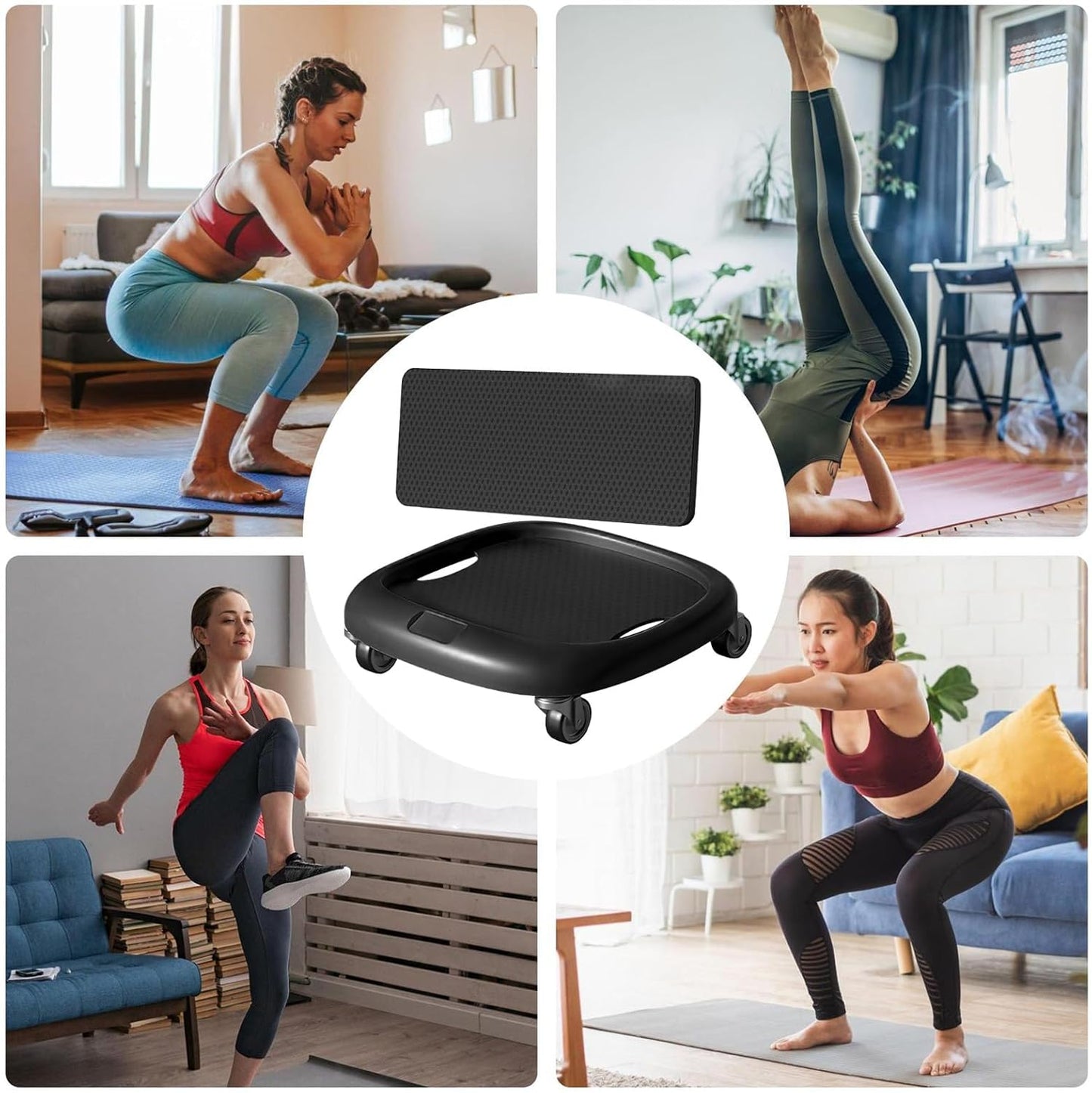 Ab Wheel, 360 gradi rotanti addominali Board, Core Trainer, Training Equipment with Mat, ABS Material Compact Gear Body Sculptor Waist Strength Fitness for Workouts, 620 g