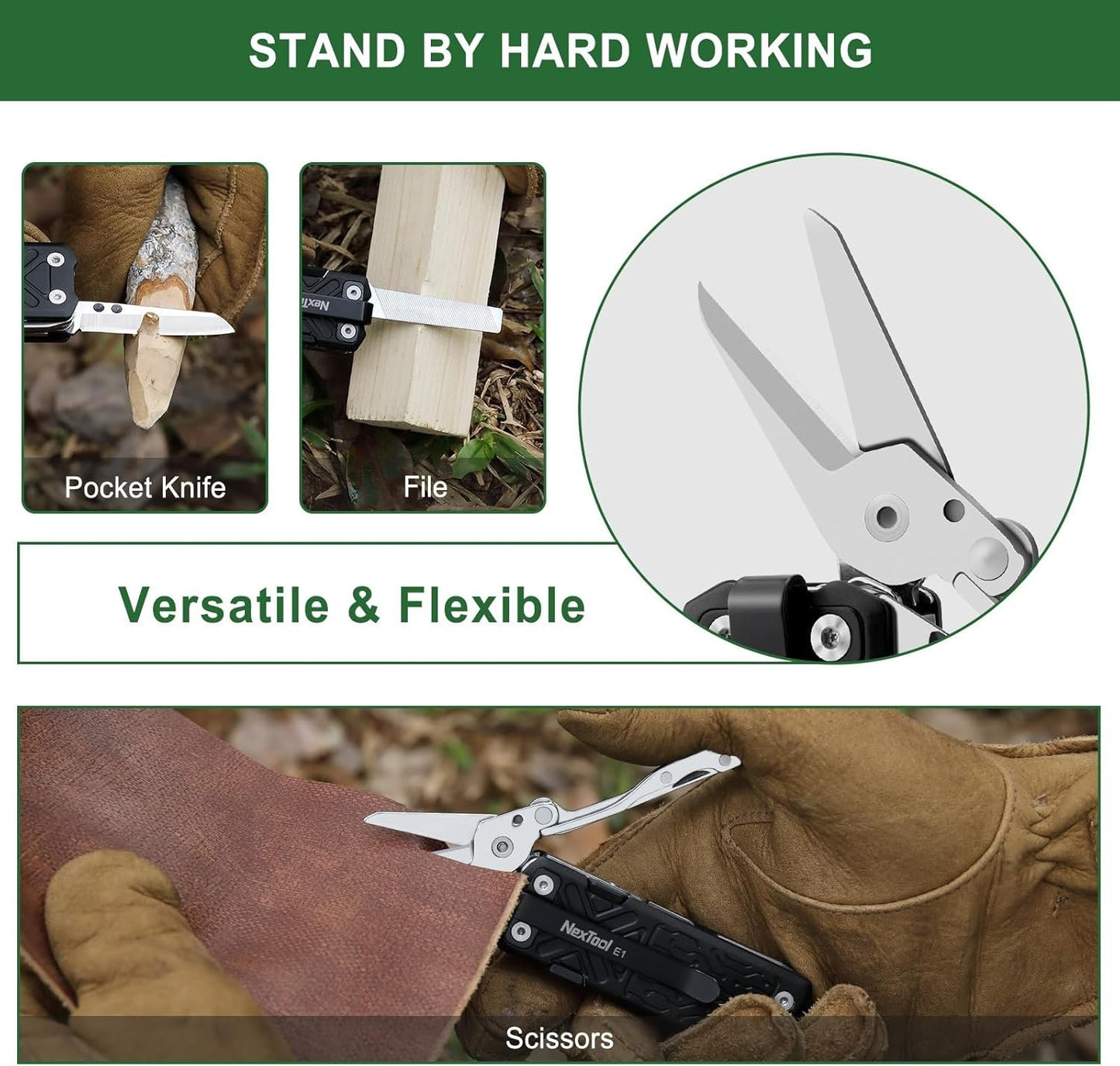 NexTool Pocket Tool E1, Pocket Knife Multi-Tool with Replaceable Folding Utility Knife, Dual Head Screwdriver and Scissors, Mini Multitool for EDC Carry, Engraving, Cutting and Repair, Small Multitool