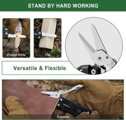 NexTool Pocket Tool E1, Pocket Knife Multi-Tool with Replaceable Folding Utility Knife, Dual Head Screwdriver and Scissors, Mini Multitool for EDC Carry, Engraving, Cutting and Repair, Small Multitool