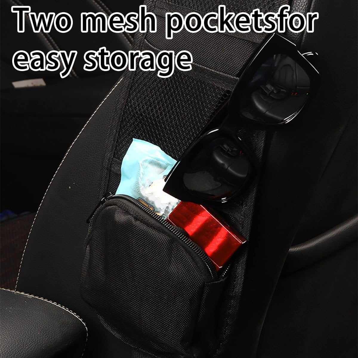 TSUGAMI Car Seat Side Organizer, Auto Seat Storage Hanging Bag, Multifunctional Stuff Holder with Mesh Net Pocket, Hold Phones Wallet Glasses Drink, Interior Accessories for Car, SUV, Truck (2 pcs)