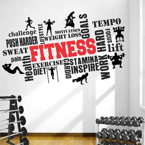 StickMe Gym Fitness Bodybuilding Motivation Sports Wall Sticker (110 x 65 cm, Multicolour, Vinyl)