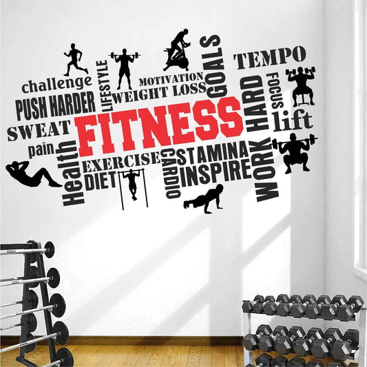 StickMe Gym Fitness Bodybuilding Motivation Sports Wall Sticker (110 x 65 cm, Multicolour, Vinyl)